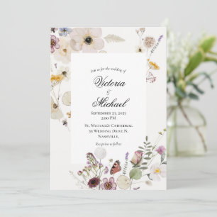 Invitación a la boda de acuarela floral de primave