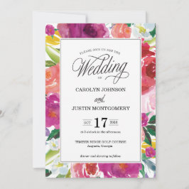 Invitación a la boda de acuarela floral moderna