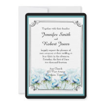 Invitación a la boda de acuarela floral verde azul