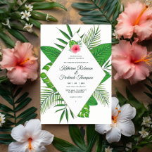 Invitación a la boda de acuarela hawaiana Aloha Lu