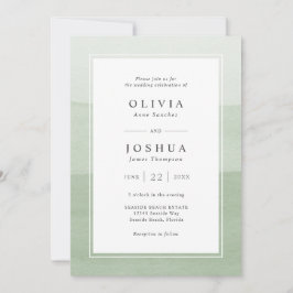 Invitación a la boda de acuarela moderna y verde