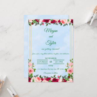 Invitación a la boda de acuarela romántica