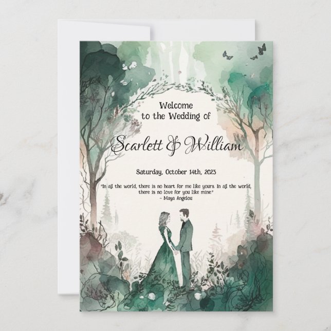 Invitación a la boda de acuarela romántica (Anverso)
