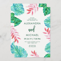 Invitación a la boda de acuarela tropical