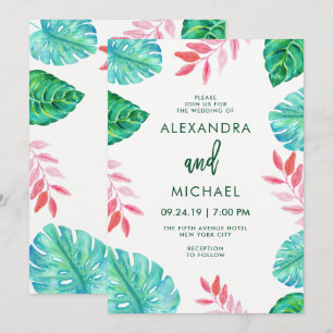Invitación a la boda de acuarela tropical