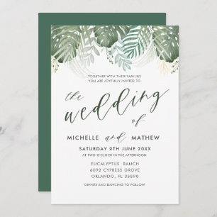 Invitación a la boda de acuarela tropical de desti