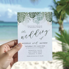 Invitación a la boda de acuarela tropical de desti