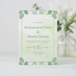 Invitación a la boda de acuarela verde