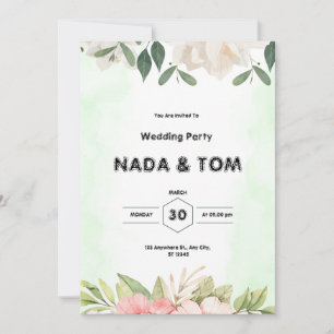 Invitación a la boda de acuarela verde
