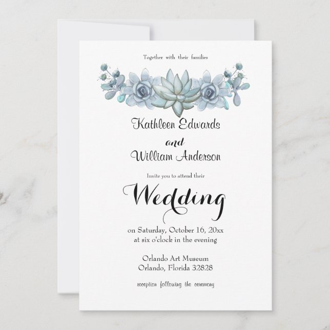 Invitación a la boda de acuarela y de flores (Anverso)