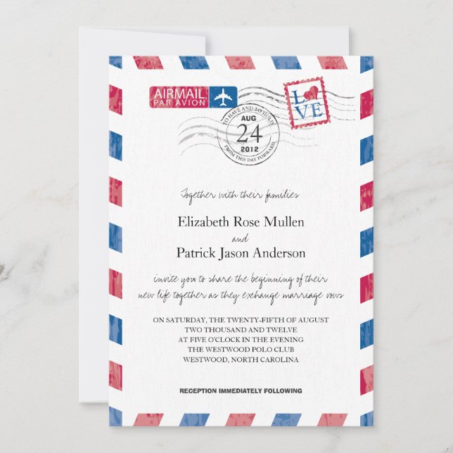 Invitación a la boda de Airmail (Anverso)