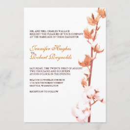 Invitación a la boda de algodón con flores