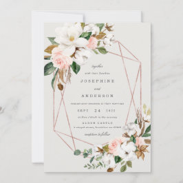 Invitación a la boda de algodón de Magnolia geomét