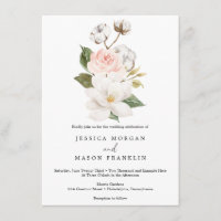 Invitación a la boda de algodón en Magnolia
