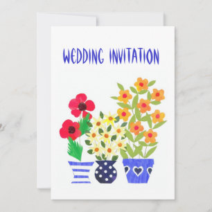 Invitación a la boda de alimentación de flor de pe