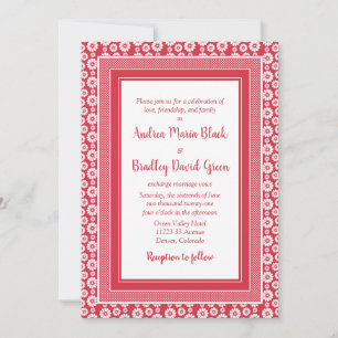 Invitación a la boda de amapola blanca y roja