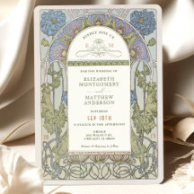 Invitación a la boda de amapolas Art Nouveau por M