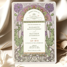 Invitación a la boda de amapolas Art Nouveau por M