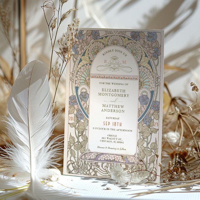 Invitación a la boda de amapolas Art Nouveau por M (Subido por el creador)