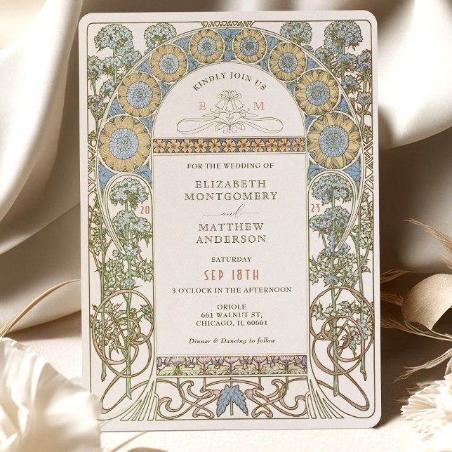 Invitación a la boda de amapolas Art Nouveau por M (Subido por el creador)