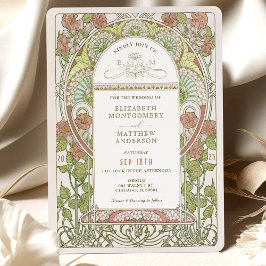 Invitación a la boda de amapolas Art Nouveau por M