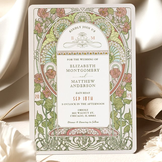 Invitación a la boda de amapolas Art Nouveau por M (Subido por el creador)