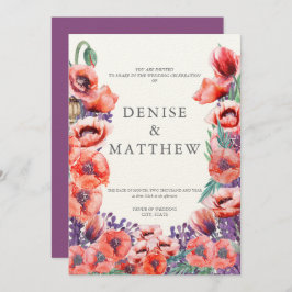 Invitación a la boda de amapolas con Dahlia de vue