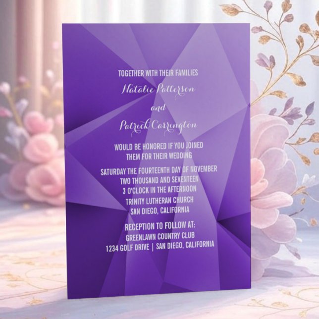 Invitación a la boda de Amethyst Jewel Tones (Amethyst Jewel Tones Wedding Invitation)