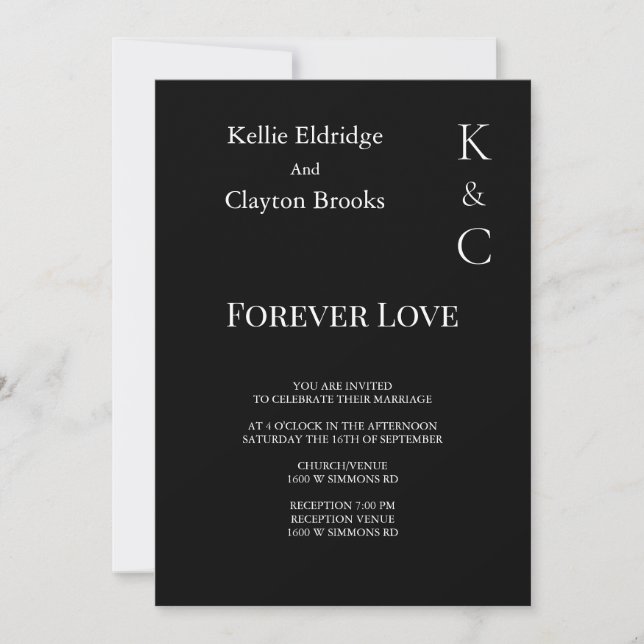 Invitación a la boda de amor de Black Forever (Anverso)