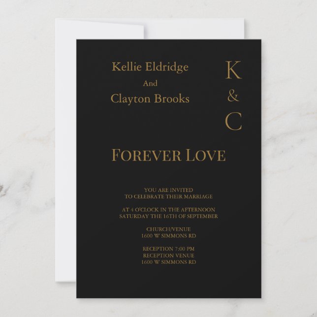 Invitación a la boda de amor de Black Forever (Anverso)