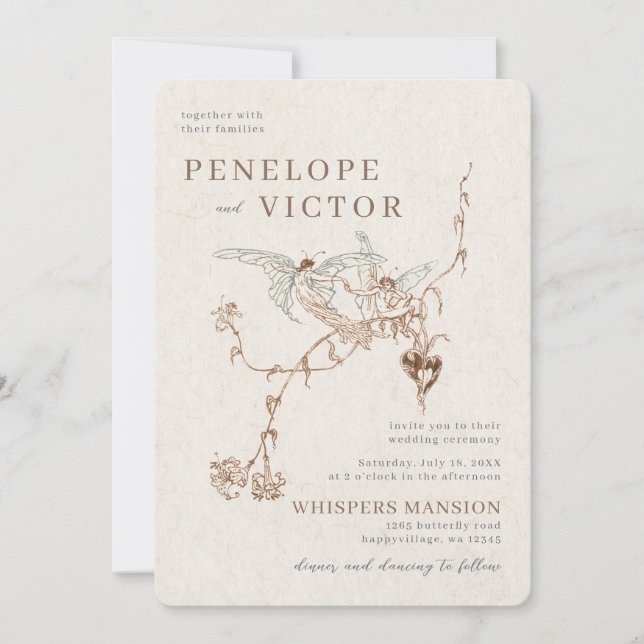 Invitación a la boda de amor de mariposa (Anverso)