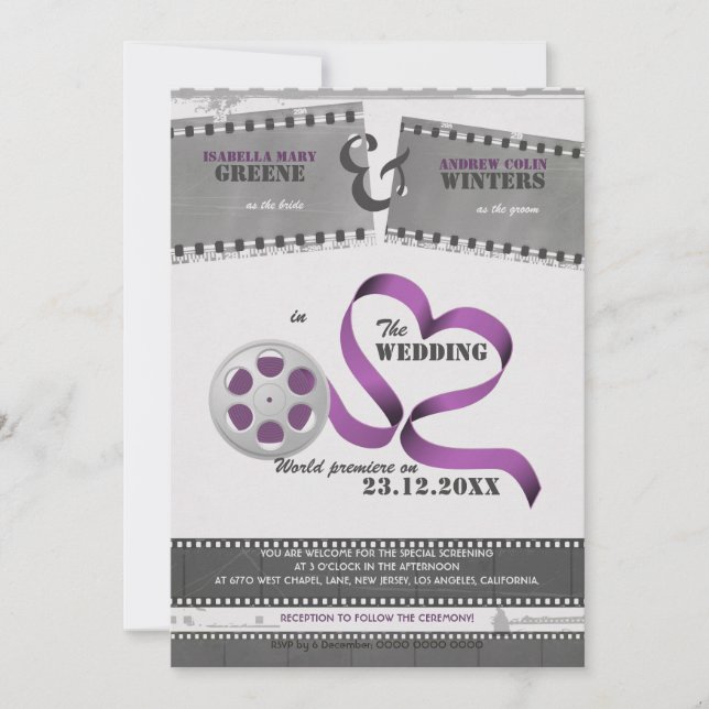 Invitación a la boda de amor de películas (Anverso)