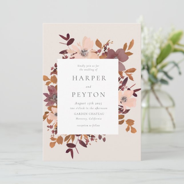Invitación a la boda de amor en el jardín (Anverso de pie)