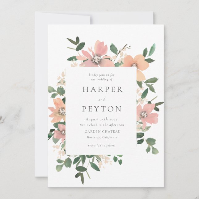 Invitación a la boda de amor en el jardín (Anverso)