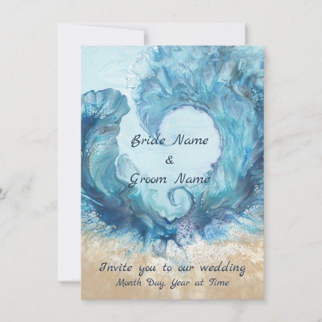 Invitación a la boda de amor en la playa (Anverso)