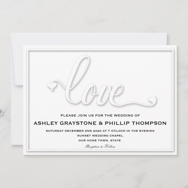Invitación a la boda de amor Grabado en relieve fa (Anverso)