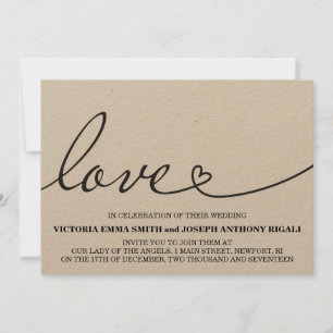 Invitación a la boda de amor - Papel Kraft