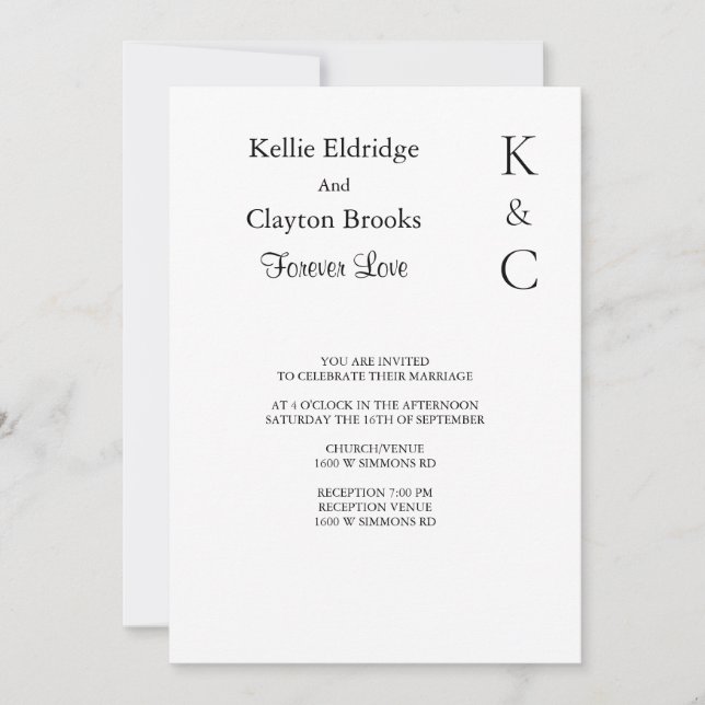 Invitación a la boda de amor para siempre (Anverso)