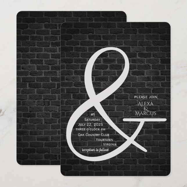 Invitación a la boda de Ampersand en la pared de l (Anverso / Reverso)