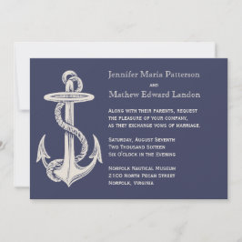 Invitación a la boda de Anchor Azul y Vintage de M