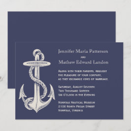 Invitación a la boda de Anchor Azul y Vintage de M