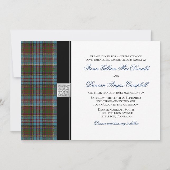 Invitación a la boda de Anderson Tartan (Anverso)