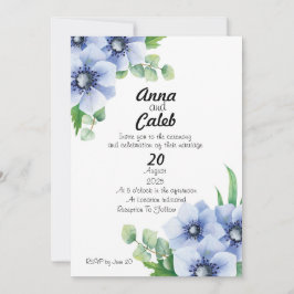 Invitación a la boda de Anémona Azul y Eucalipto