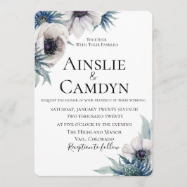 Invitación a la boda de Anemone con el cardo azul