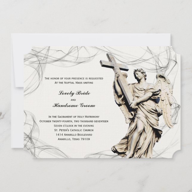 Invitación a la boda de Angel Cross Católico (Anverso)