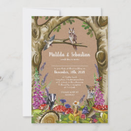 Invitación a la boda de animales de Woodland