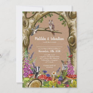 Invitación a la boda de animales de Woodland