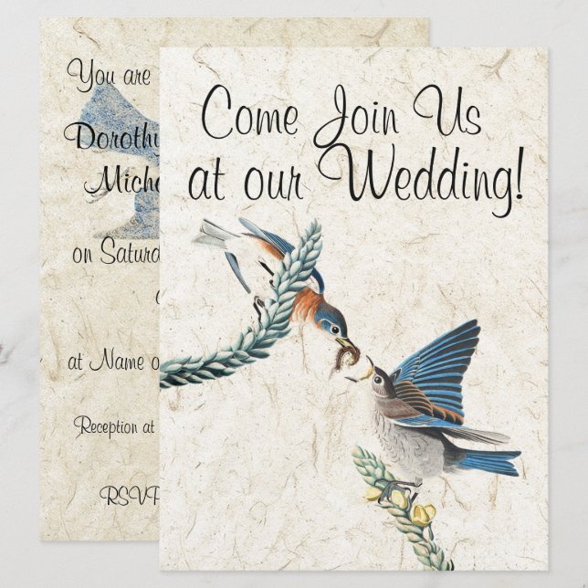 Invitación a la boda de animales salvajes de aves  (Anverso / Reverso)