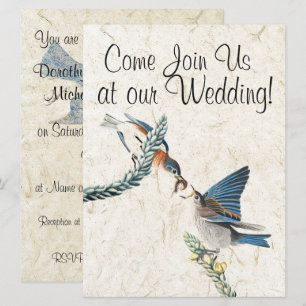 Invitación a la boda de animales salvajes de aves 