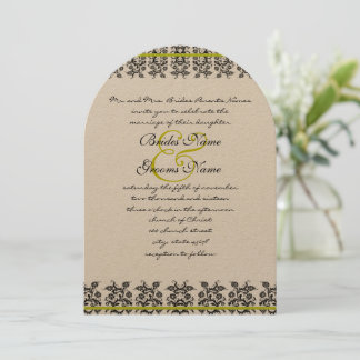 Invitación a la boda de Apple Green Damask Borders